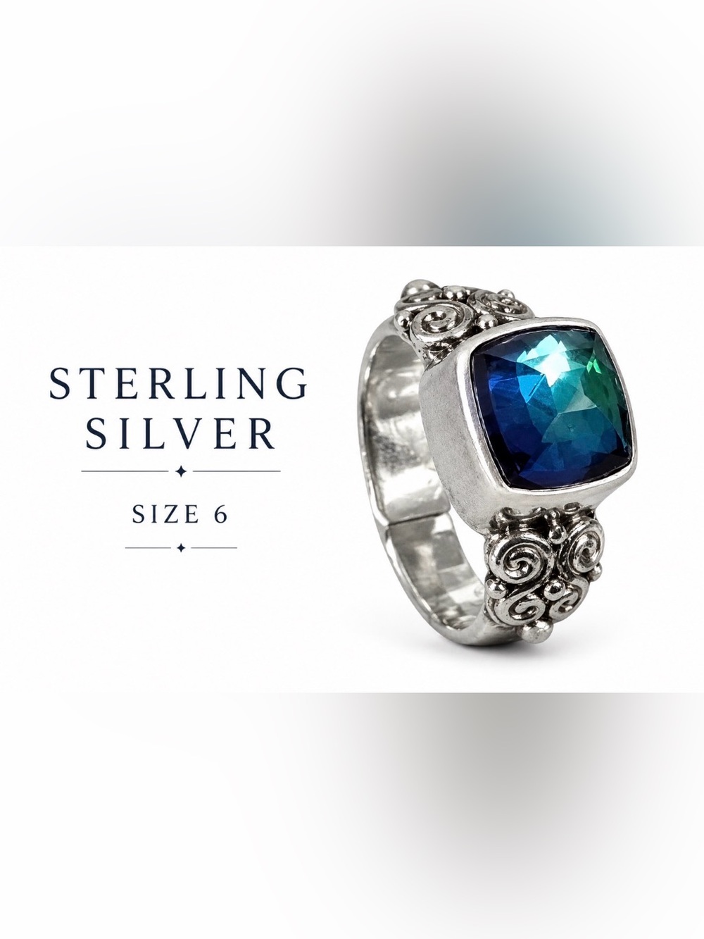 “The Enchanted Tide Ring” – Sterling Silver Stamped, Size 6